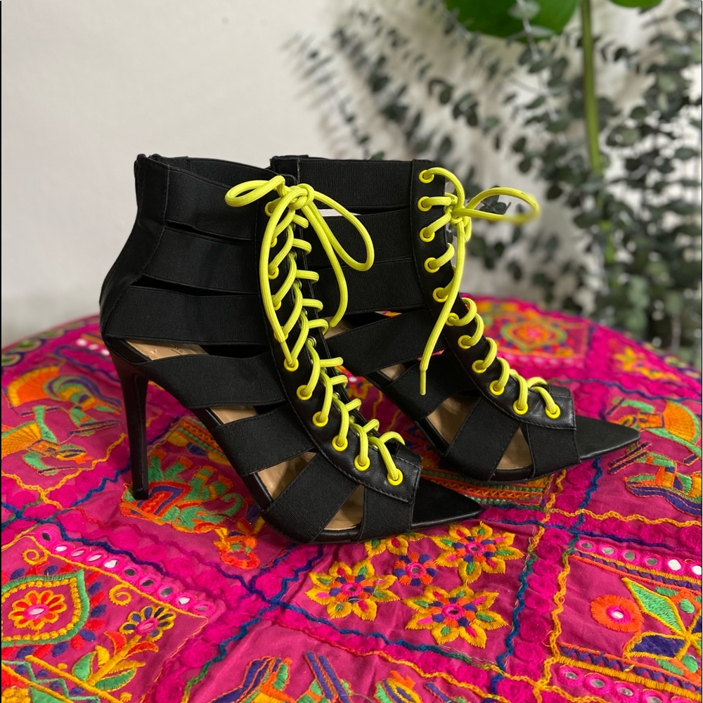 🧲 Neon Lime Elastic High Heels 🧲